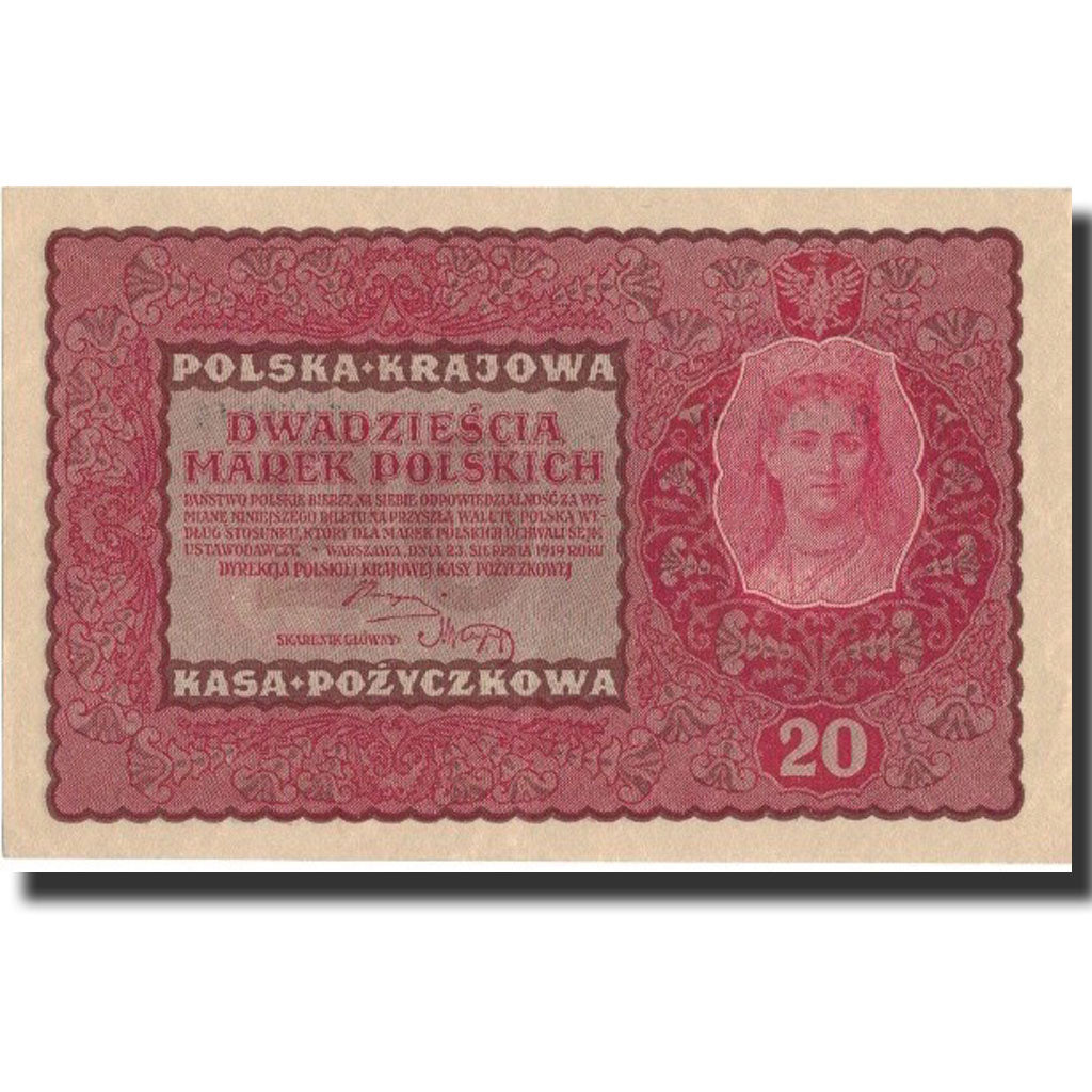 Poland, 20 Marek, 1919, 1919-08-23, KM:26, UNC(60-62)