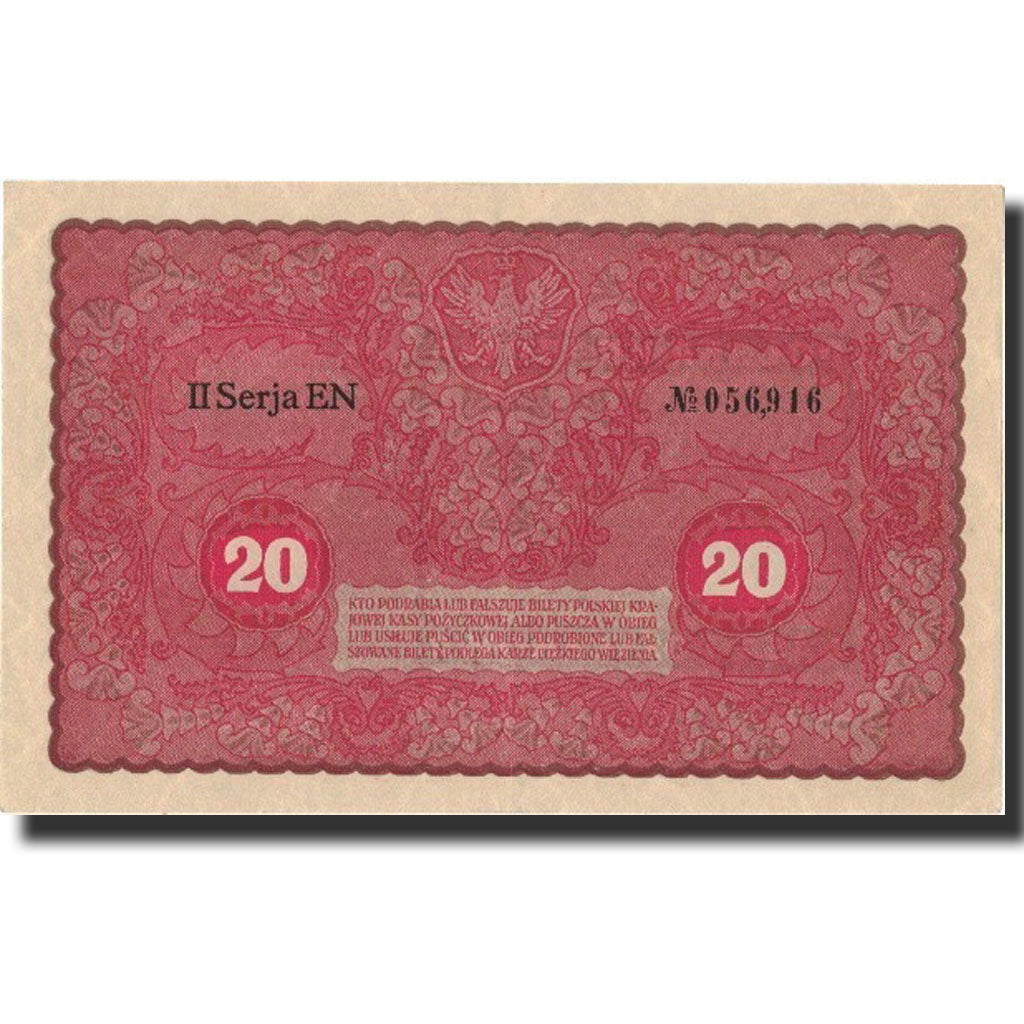 Poland, 20 Marek, 1919, 1919-08-23, KM:26, UNC(60-62)