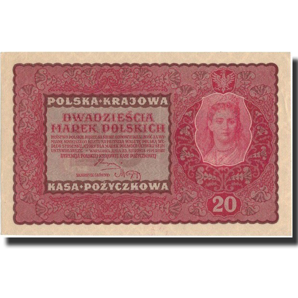Banknote, Poland, 20 Marek, 1919, 1919-08-23, KM:26, UNC(60-62)