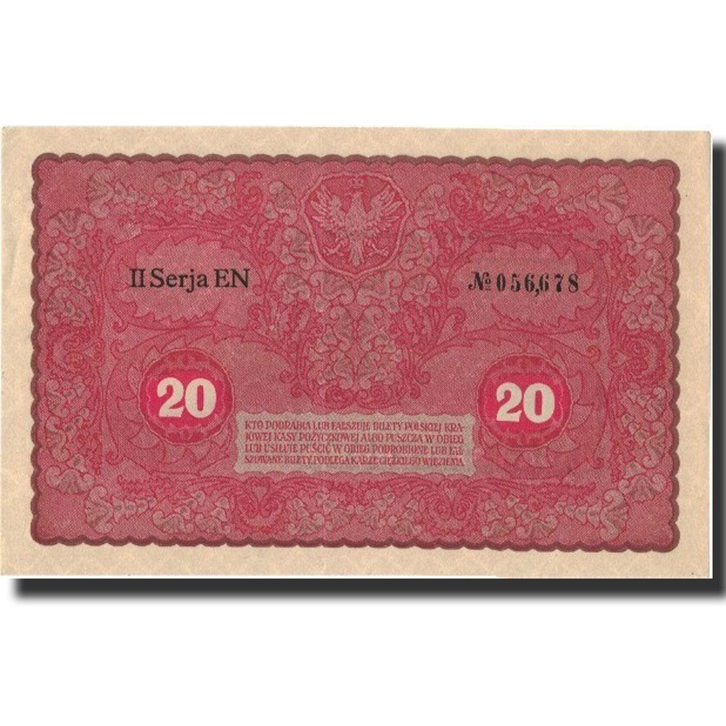 Banknote, Poland, 20 Marek, 1919, 1919-08-23, KM:26, UNC(60-62)