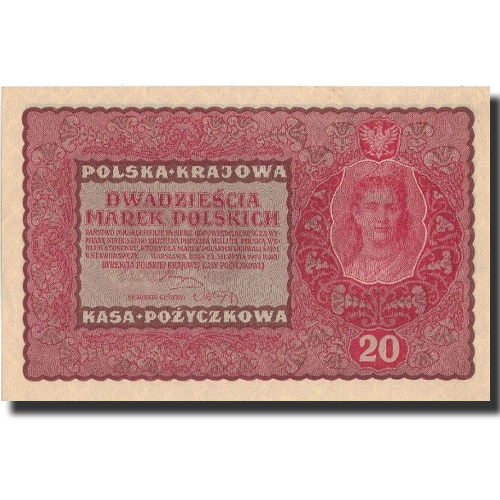 Banknote, Poland, 20 Marek, 1919, 1919-08-23, KM:26, UNC(63)