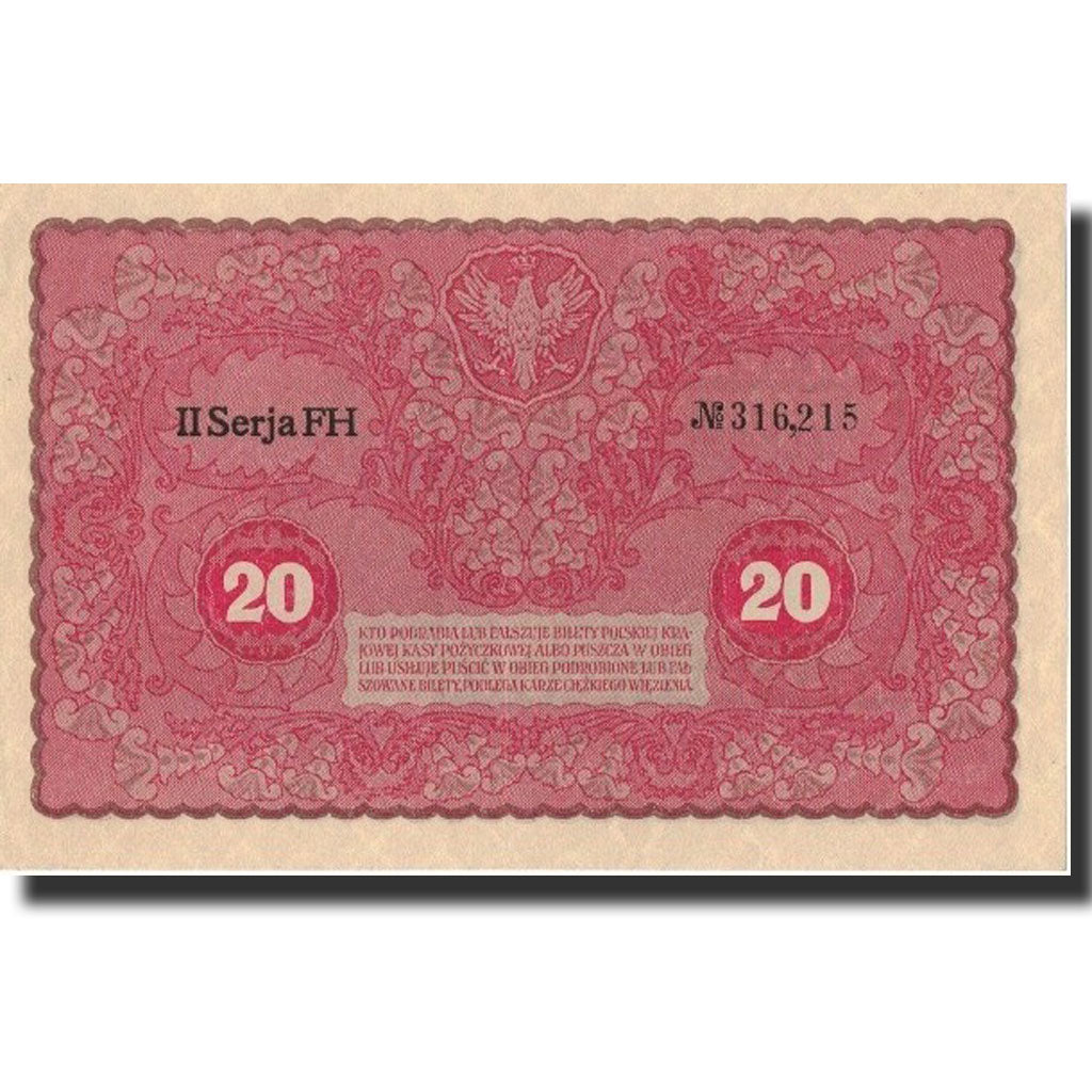 Banknote, Poland, 20 Marek, 1919, 1919-08-23, KM:26, UNC(63)