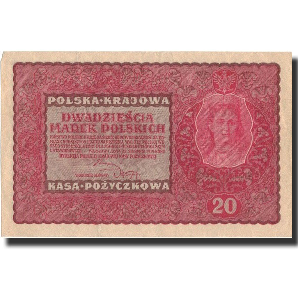 Banknote, Poland, 20 Marek, 1919, 1919-08-23, KM:26, UNC(60-62)