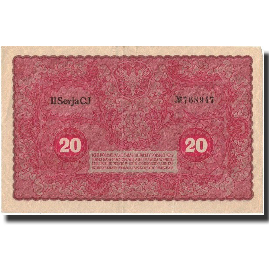 Banknote, Poland, 20 Marek, 1919, 1919-08-23, KM:26, UNC(60-62)