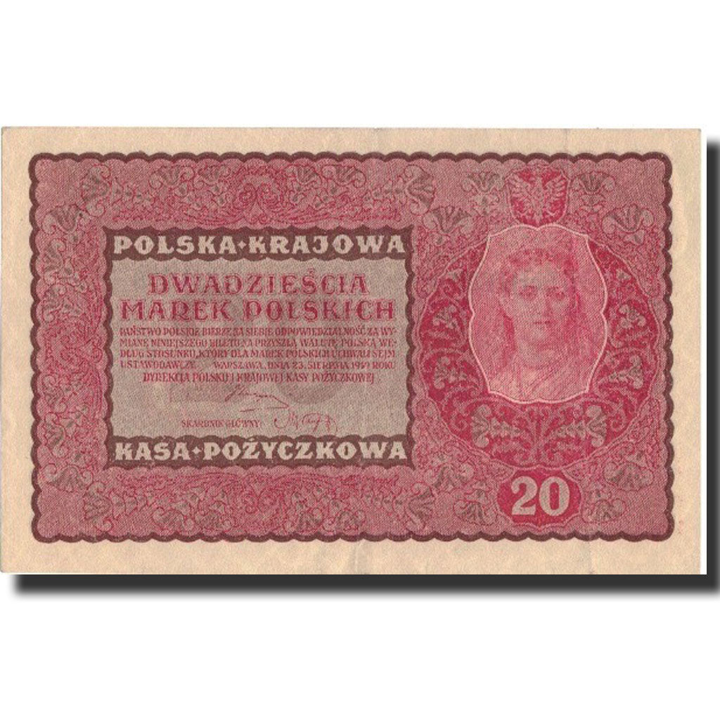 Banknote, Poland, 20 Marek, 1919, 1919-08-23, KM:26, AU(55-58)