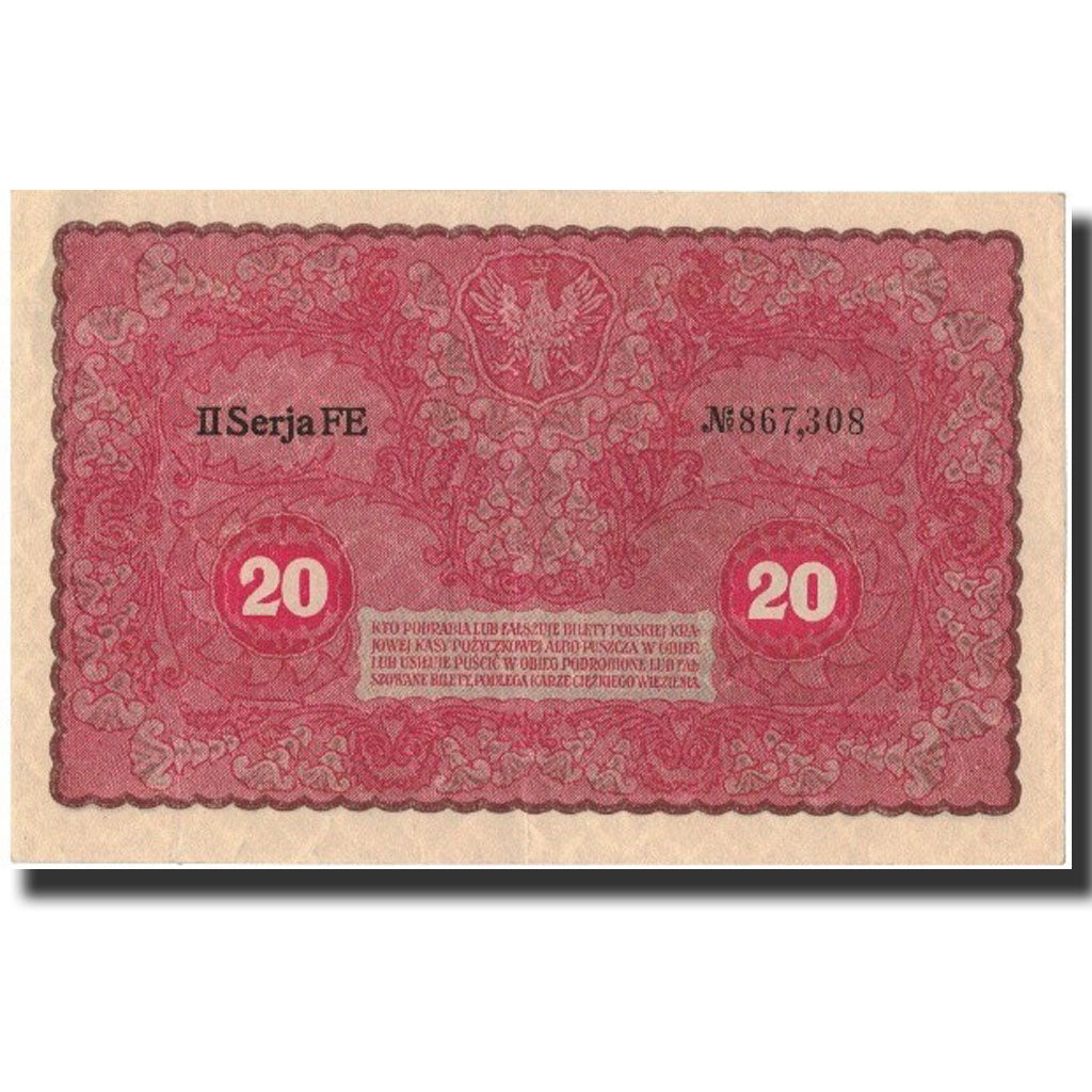 Banknote, Poland, 20 Marek, 1919, 1919-08-23, KM:26, AU(55-58)