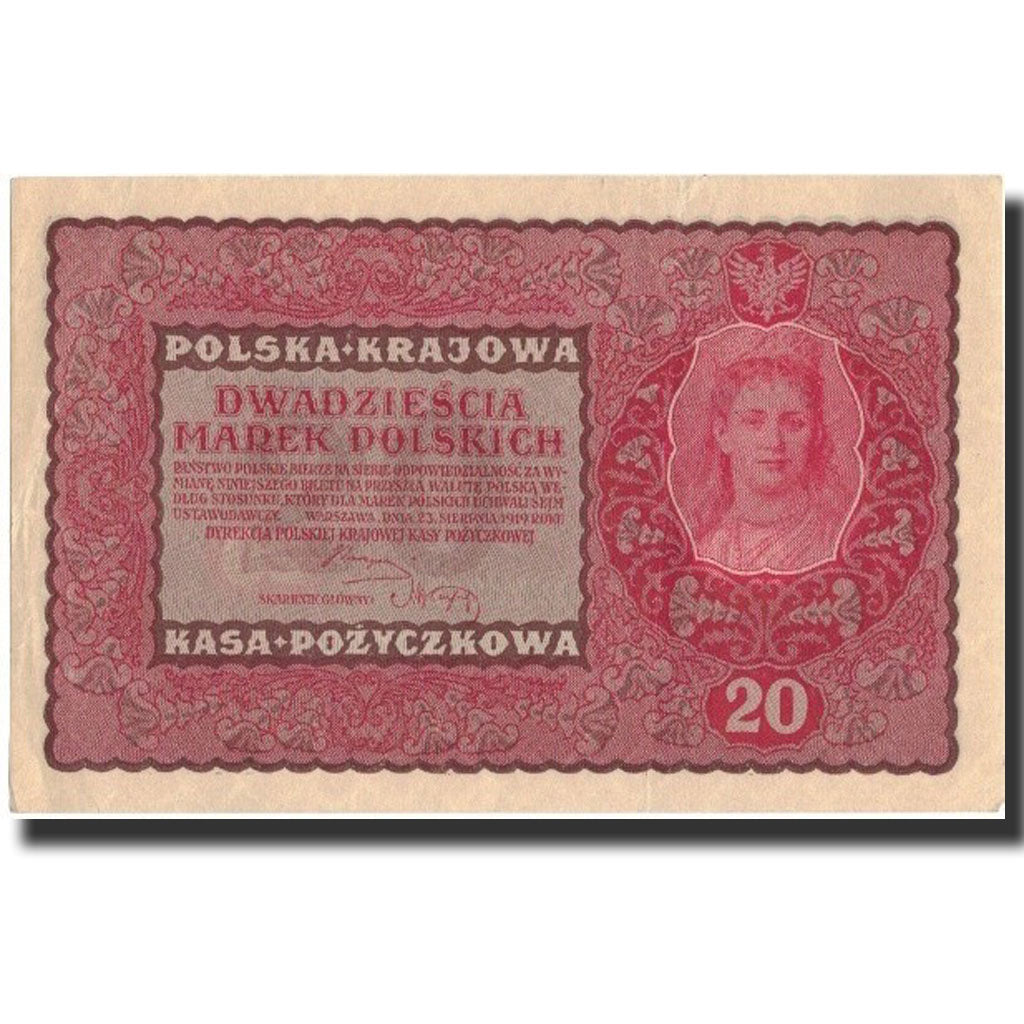 Banknote, Poland, 20 Marek, 1919, 1919-08-23, KM:26, AU(55-58)