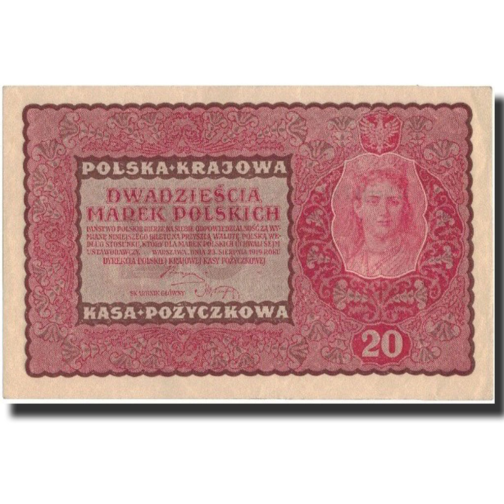 Banknote, Poland, 20 Marek, 1919, 1919-08-23, KM:26, UNC(60-62)