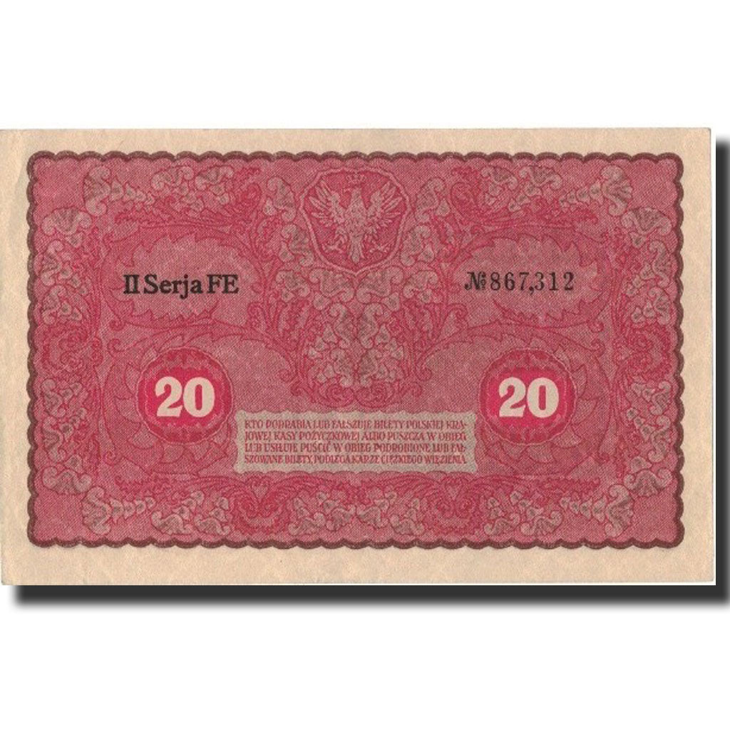 Banknote, Poland, 20 Marek, 1919, 1919-08-23, KM:26, UNC(60-62)