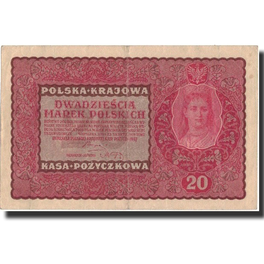 Banknote, Poland, 20 Marek, 1919, 1919-08-23, KM:26, AU(50-53)