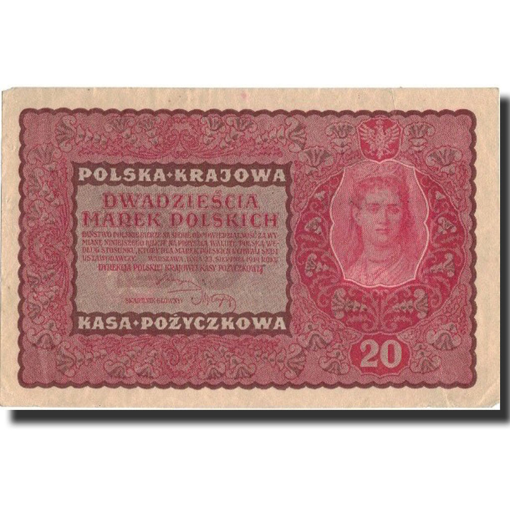 Banknote, Poland, 20 Marek, 1919, 1919-08-23, KM:26, AU(50-53)