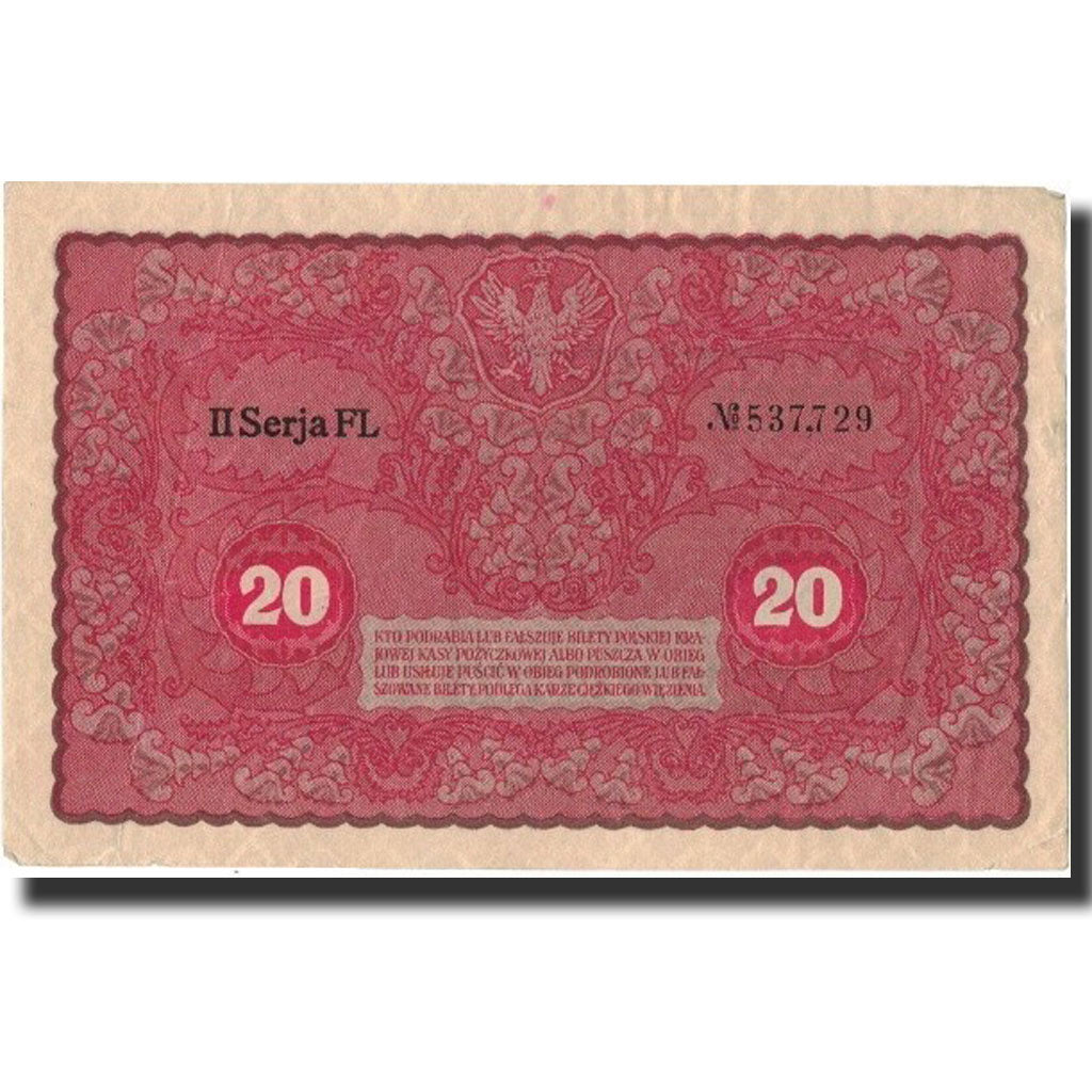 Banknote, Poland, 20 Marek, 1919, 1919-08-23, KM:26, AU(50-53)
