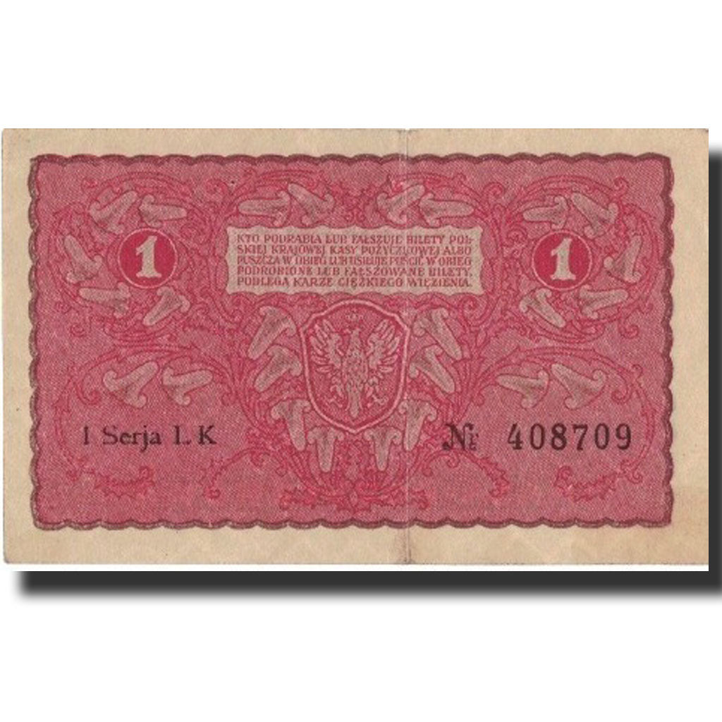Banknote, Poland, 1 Marka, 1919, 1919-08-23, KM:23, AU(50-53)