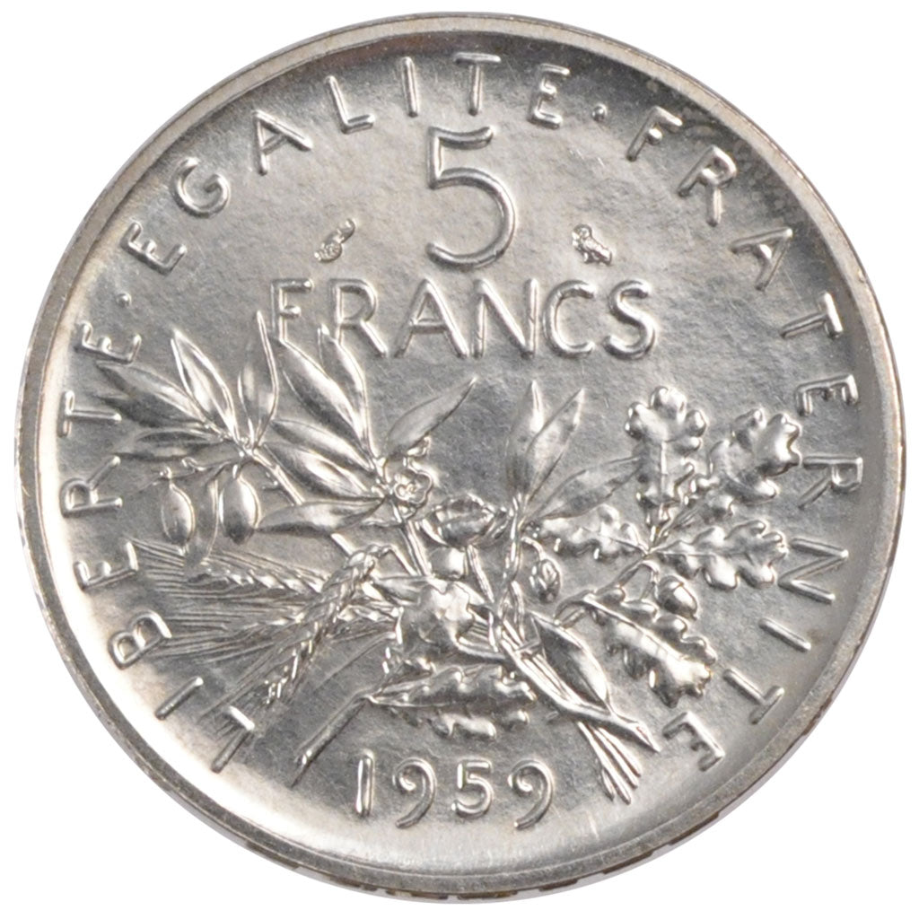 FRANCE, 5 Francs, 1959, MS(63), Silver, Gadoury #770, 12.06