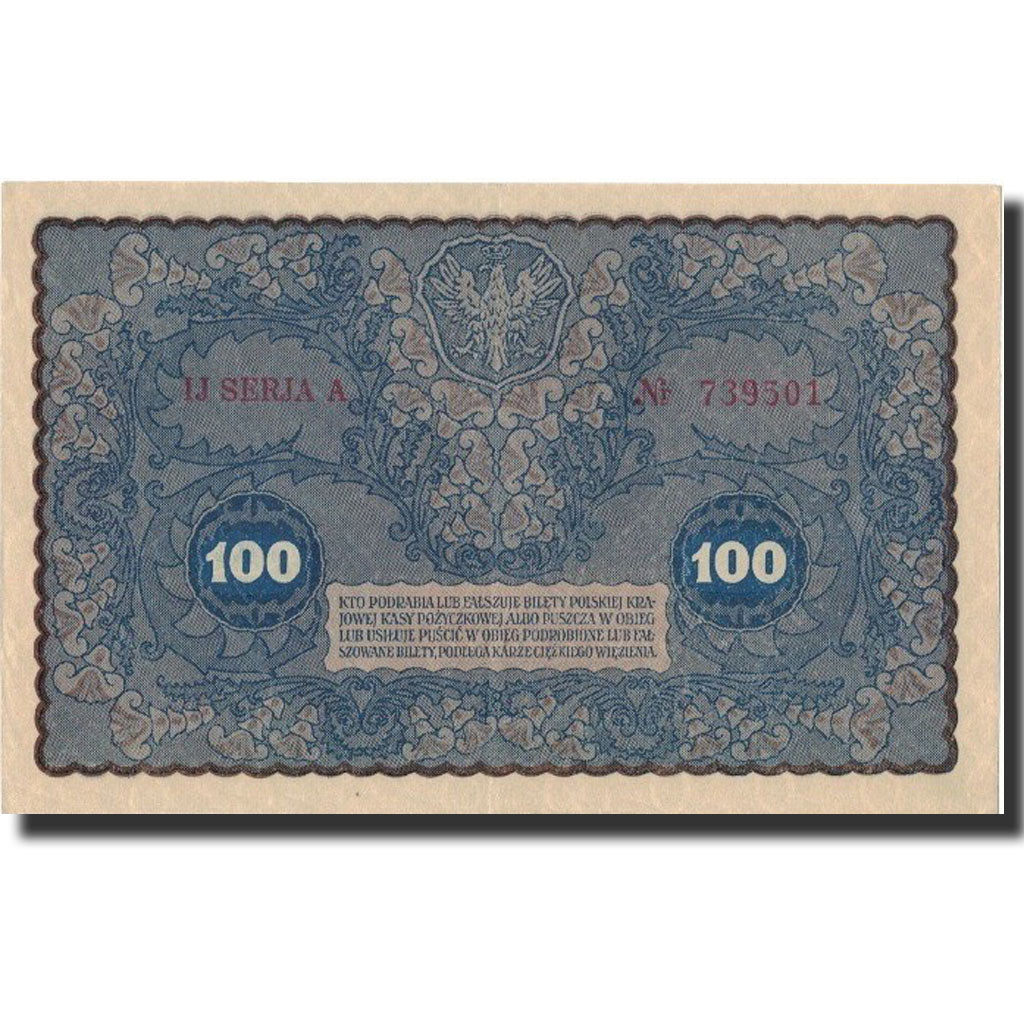 Banknote, Poland, 100 Marek, 1919, 1919-08-23, KM:27, UNC(60-62)