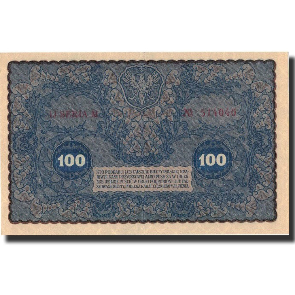 Banknote, Poland, 100 Marek, 1919, 1919-08-23, KM:27, AU(55-58)