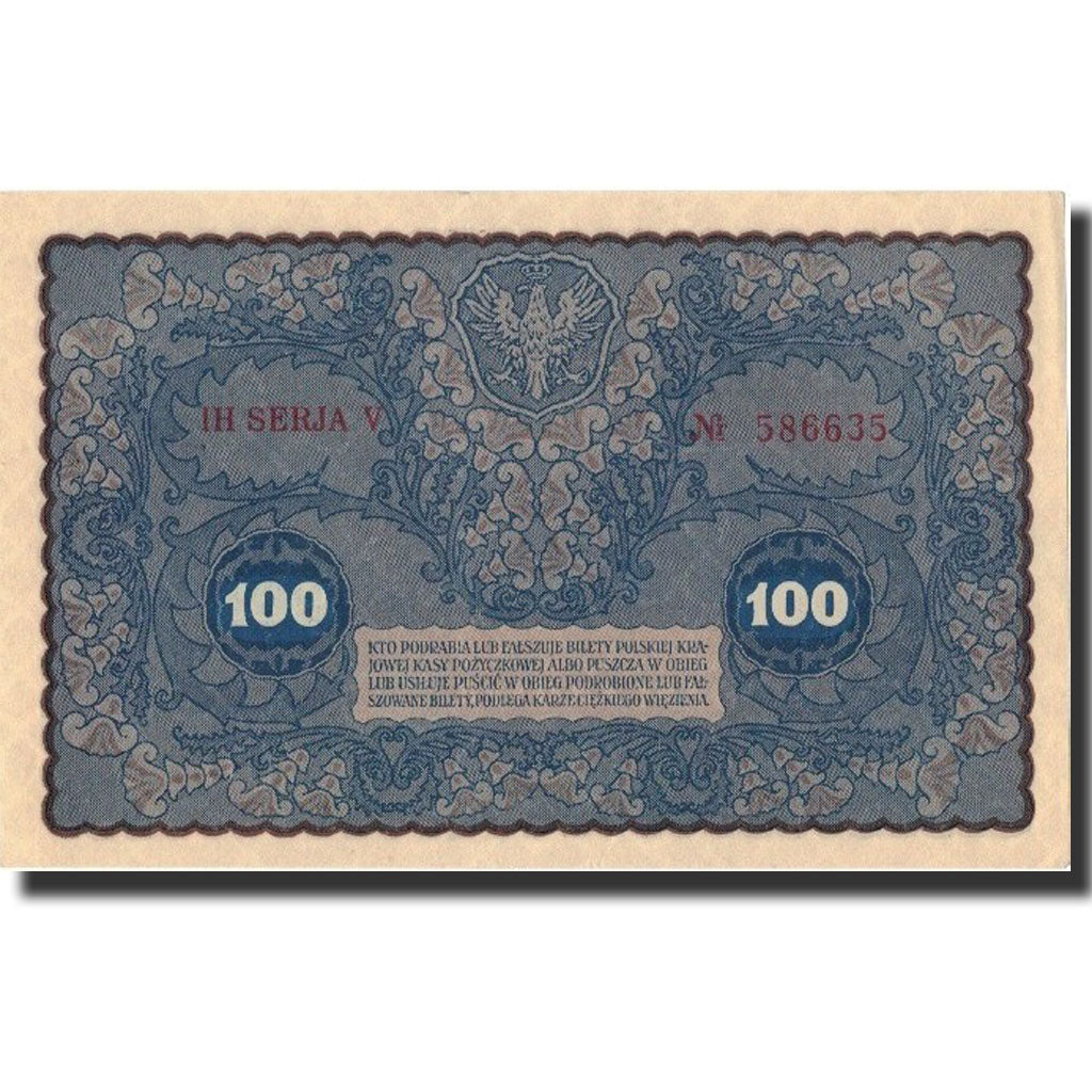Banknote, Poland, 100 Marek, 1919, 1919-08-23, KM:27, UNC(65-70)