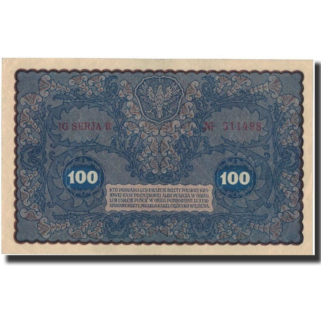 Banknote, Poland, 100 Marek, 1919, 1919-08-23, KM:27, UNC(65-70)