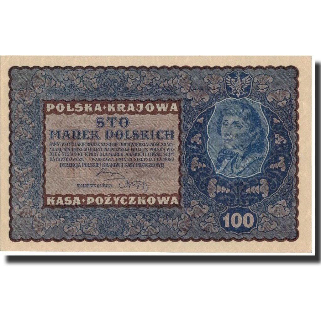 Poland, 100 Marek, 1919, 1919-08-23, KM:27, UNC(65-70)