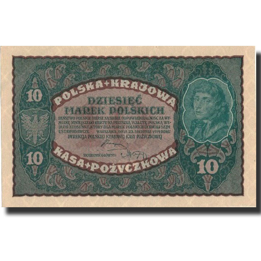 Poland, 10 Marek, 1919, 1919-08-23, KM:25, UNC(64)