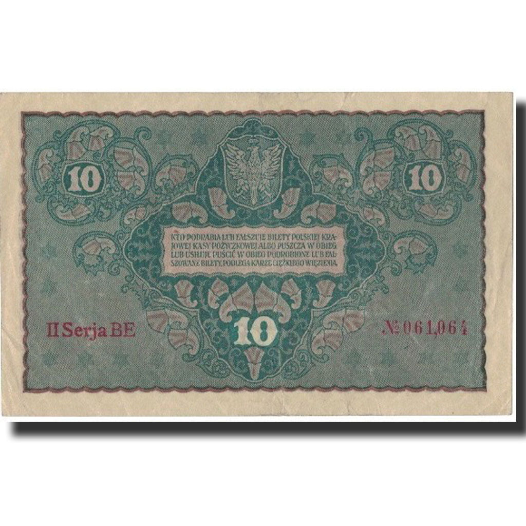 Banknote, Poland, 10 Marek, 1919, 1919-08-23, KM:25, AU(50-53)
