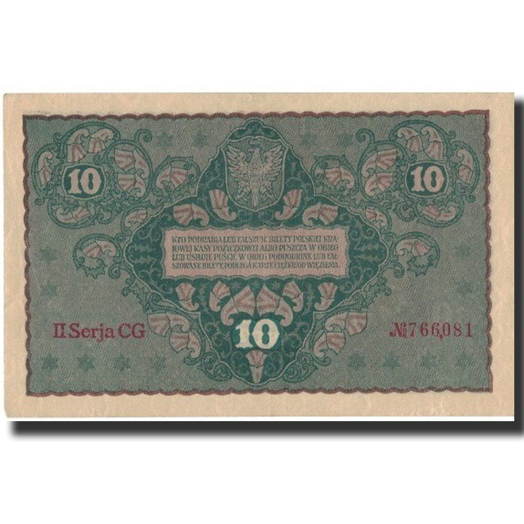Banknote, Poland, 10 Marek, 1919, 1919-08-23, KM:25, UNC(60-62)