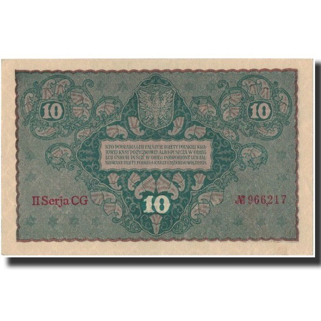 Poland, 10 Marek, 1919, 1919-08-23, KM:25, UNC(63)