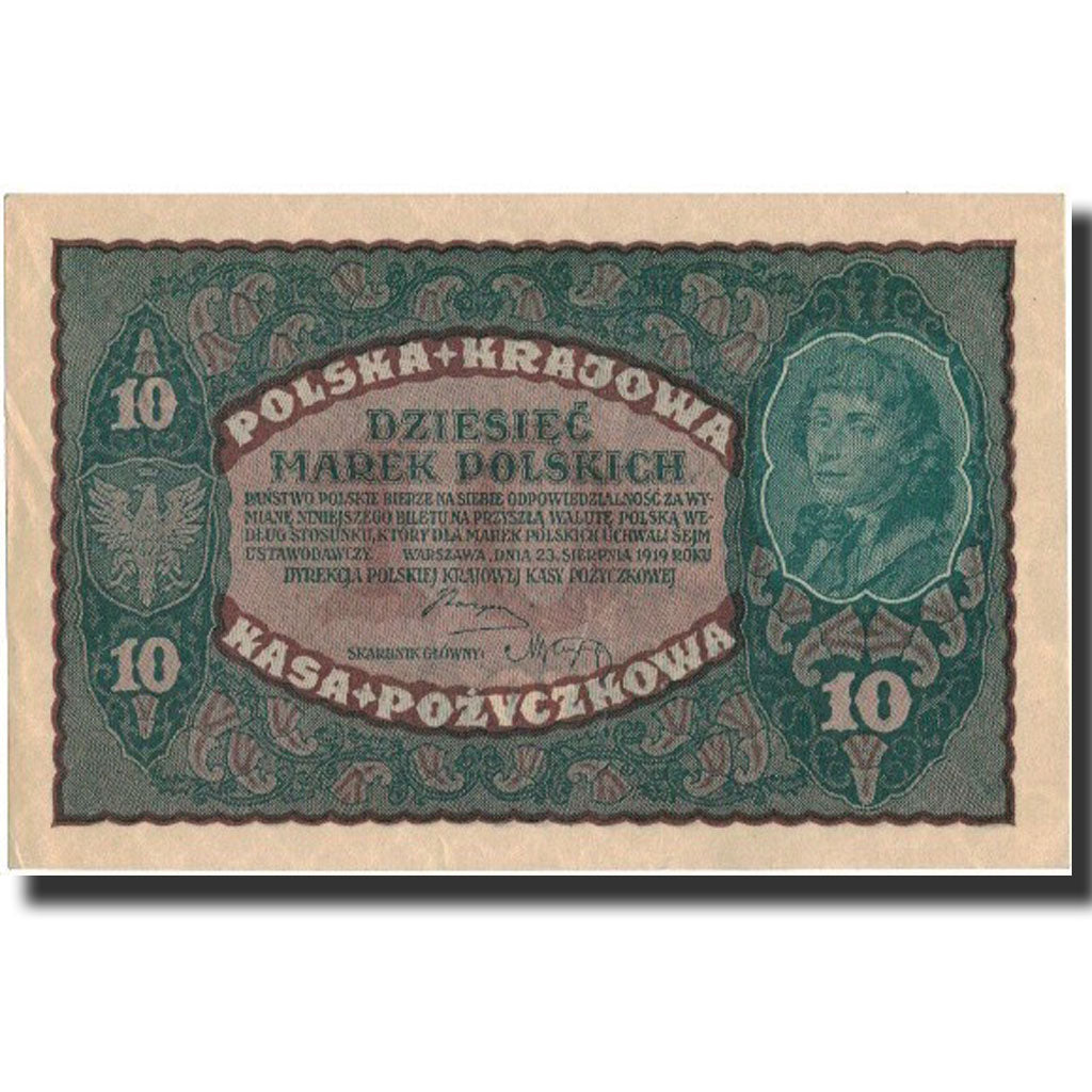 Poland, 10 Marek, 1919, 1919-08-23, KM:25, UNC(63)