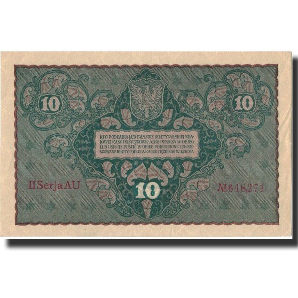 Poland, 10 Marek, 1919, 1919-08-23, KM:25, UNC(63)
