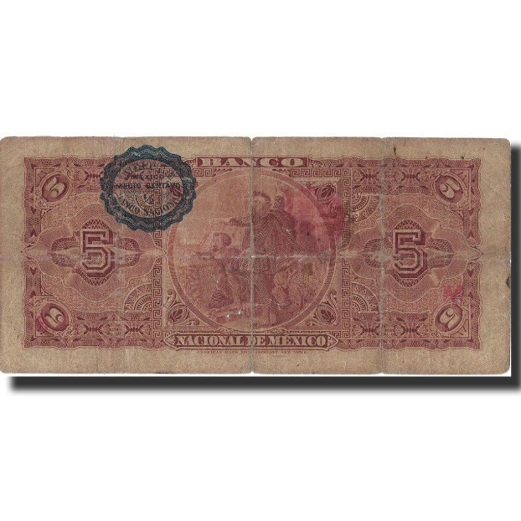 Messico, 5 Pesos, 1908, KM:S257c, 1908-01-01, B