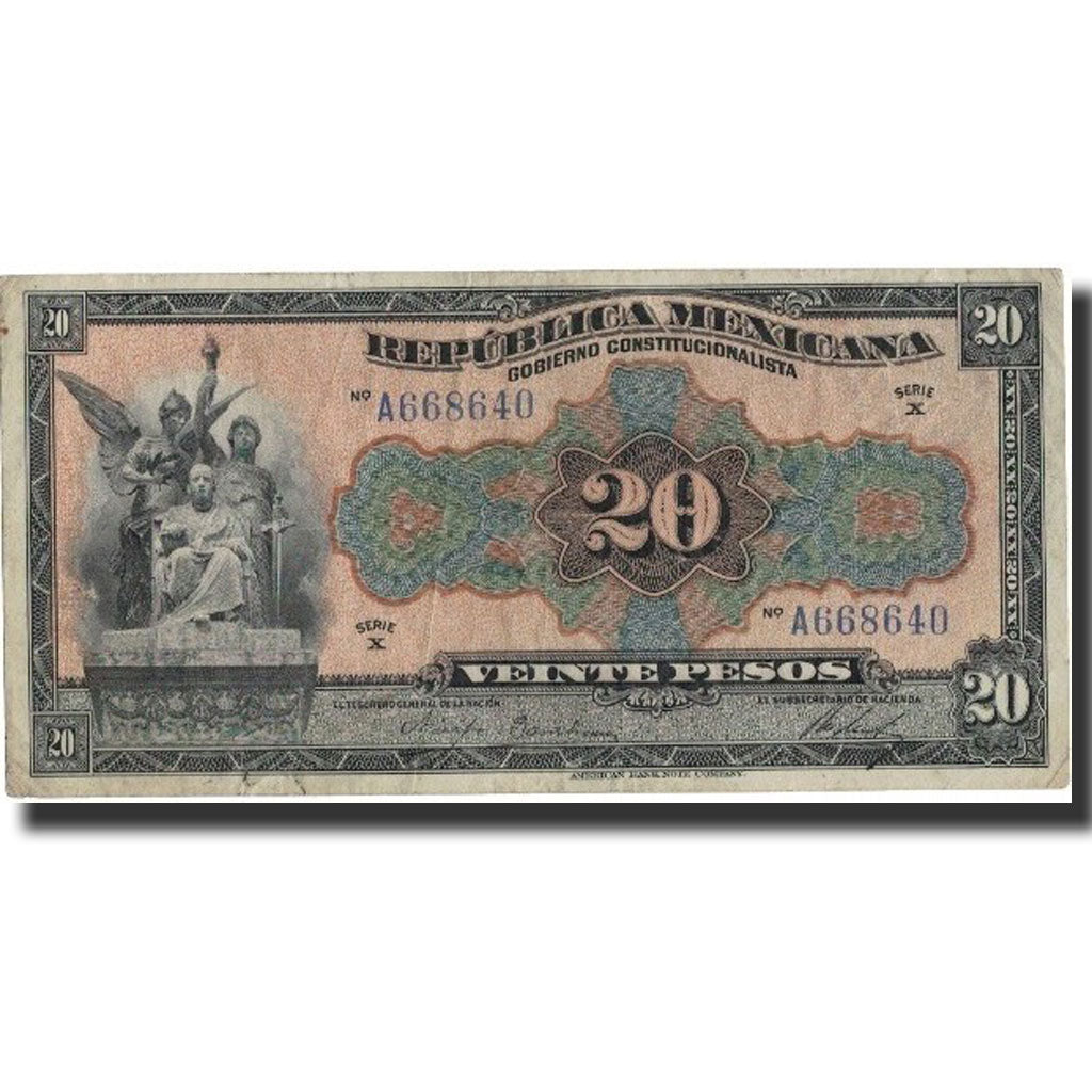 Mexico - Revolutionary, 20 Pesos, 1915, 1915., KM:S687a, VF(30-35)