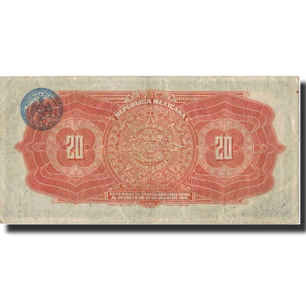 Mexico - Revolutionary, 20 Pesos, 1915, 1915., KM:S687a, VF(30-35)