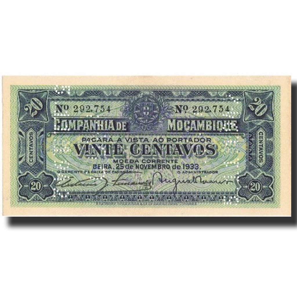 Geldschein, Mosambik, 20 Centavos, 1933/1942, 1933-11-25/1942-11-05, KM:R29