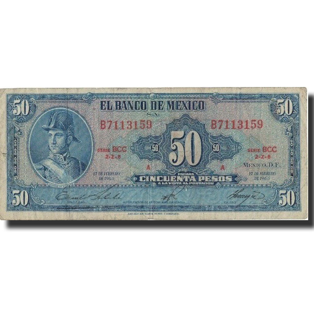 Mexico, 50 Pesos, 1965, 1965-02-17, KM:49p, VF(20-25)
