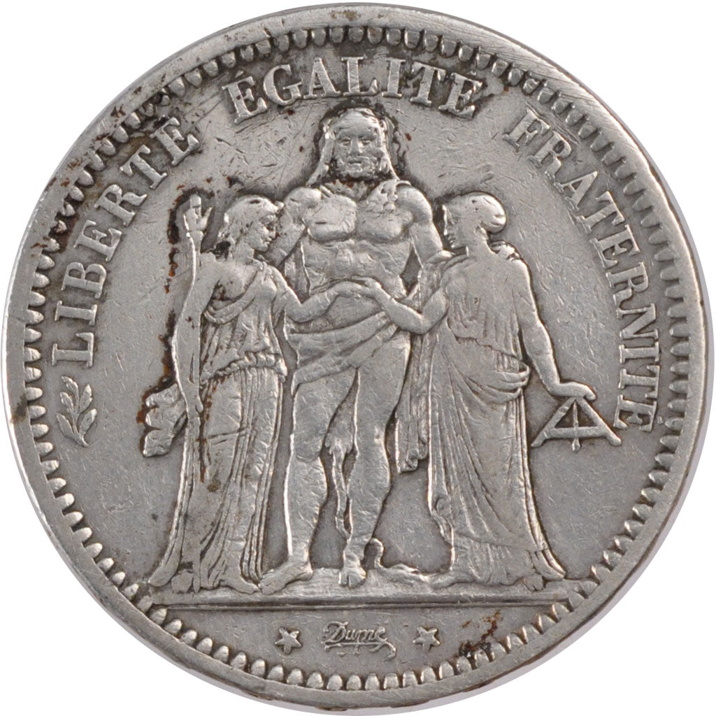 FRANCE, Hercule, 5 Francs, 1871, Paris, KM #823, EF(40-45), Silver, Gadoury...