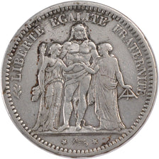 FRANCE, Hercule, 5 Francs, 1871, Paris, KM #823, EF(40-45), Silver, Gadoury...