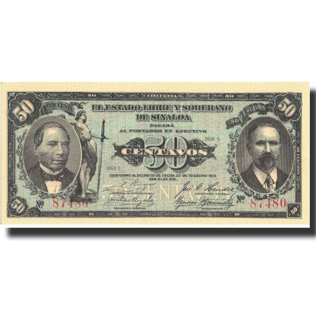 Mexico - Revolutionary, 50 Centavos, 1915, 1915-02-22, KM:S1042, UNC(65-70)