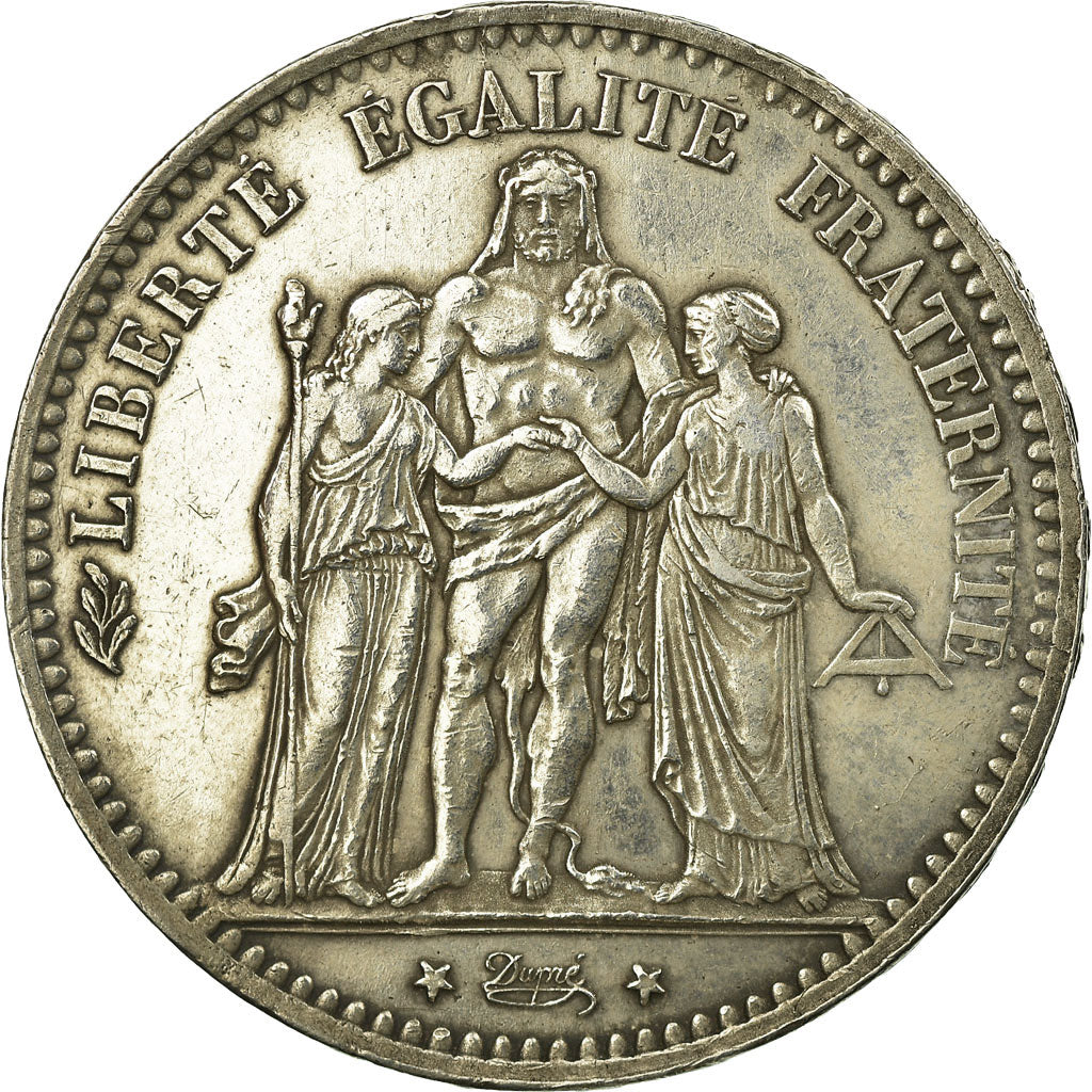 FRANCE, Hercule, 5 Francs, 1878, Bordeaux, KM #820.2, AU(50-53), Silver,...