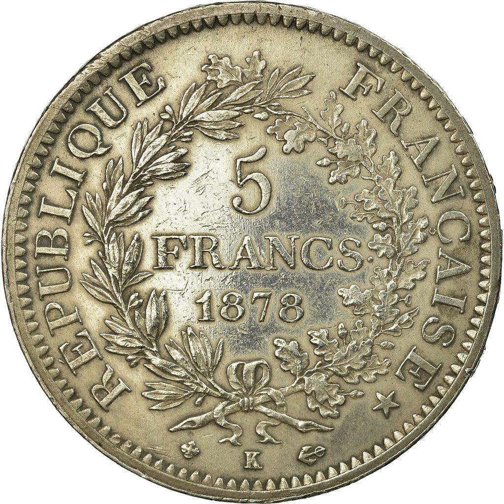 FRANCE, Hercule, 5 Francs, 1878, Bordeaux, KM #820.2, AU(50-53), Silver,...