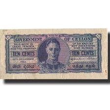 Ceylon, 10 Cents, 1943, 1943-12-23, KM:43b, VF(20-25)