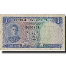 Ceylon, 1 Rupee, 1951, 1951-01-20, KM:47, VF(20-25)