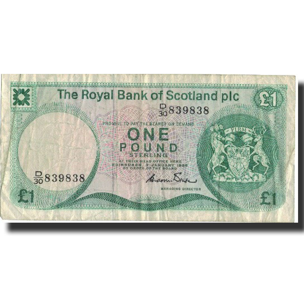 Scotland, 1 Pound, 1985, KM:341b, 1985-01-03, VF(20-25)