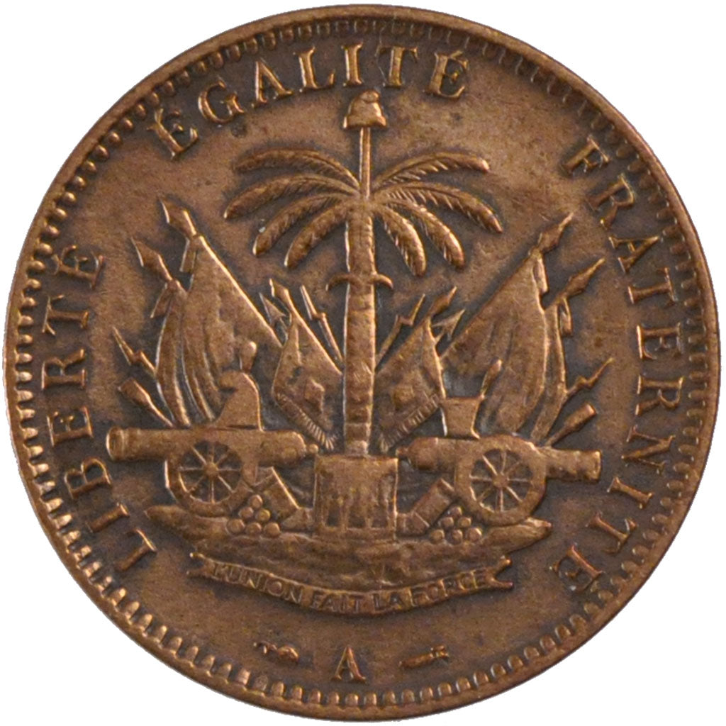 HAITI, Centime, 1886, Paris, KM #48, EF(40-45), Bronze, 4.80