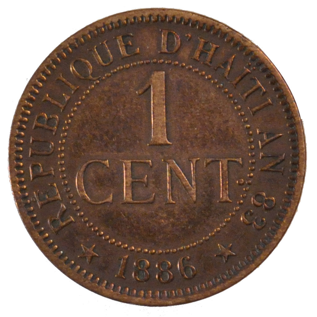 HAITI, Centime, 1886, Paris, KM #48, EF(40-45), Bronze, 4.80