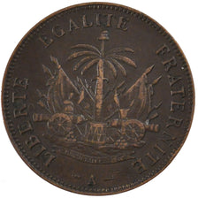 HAITI, 2 Centimes, 1894, Paris, KM #49, AU(50-53), Bronze, 9.96