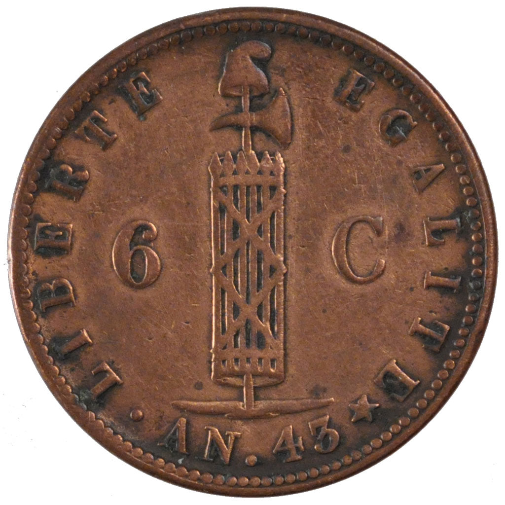 HAITI, 6 Centimes, 1846, KM #28, EF(40-45), Copper, 16.54