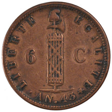 HAITI, 6 Centimes, 1846, KM #28, EF(40-45), Copper, 16.54