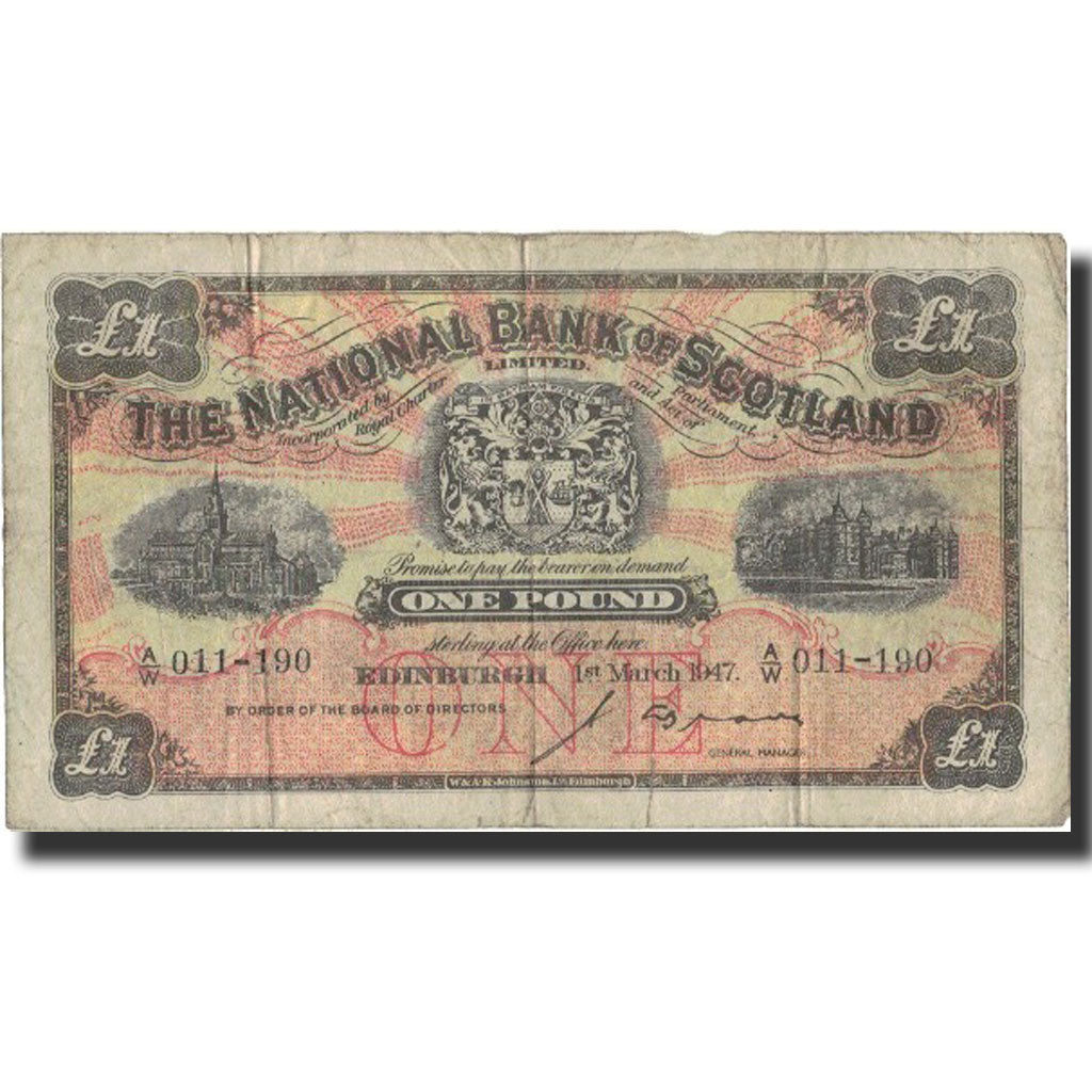 banknote, Scotland, 1 Pound, 1947, 1947-03-01, KM:258b, VF(20-25)