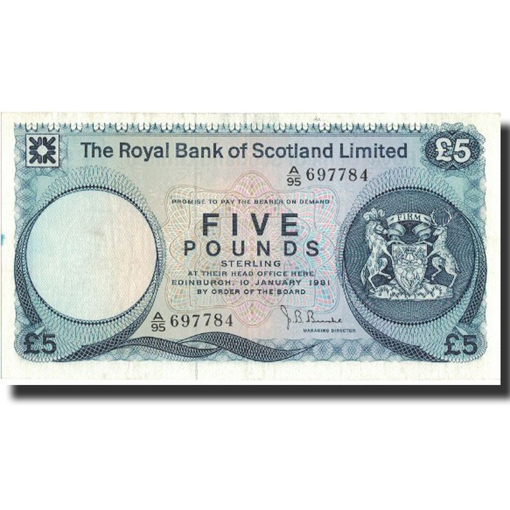 billete, 5 Pounds, 1981, Escocia, KM:337a, 1981-01-10, EBC+