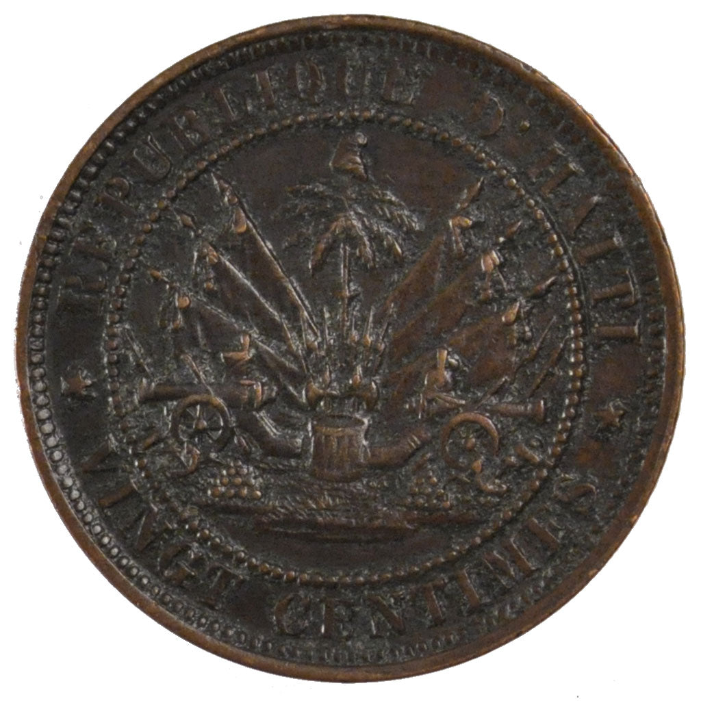 Coin, Haiti, 20 Centimes, 1863, AU(50-53), Bronze, KM:41
